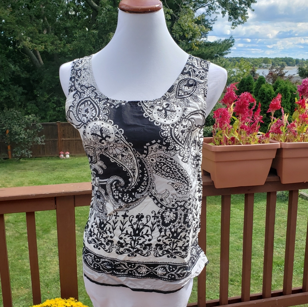 ++ SILK Pasley Black and White Cami Tank Blouse THE LTD Sz S - Picture 8 of 13